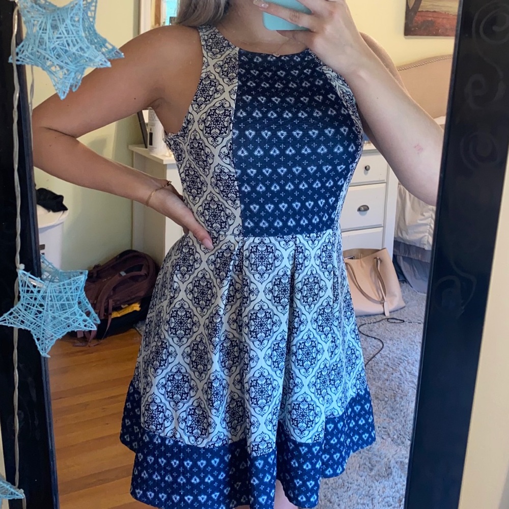 Blue and White patterned dress